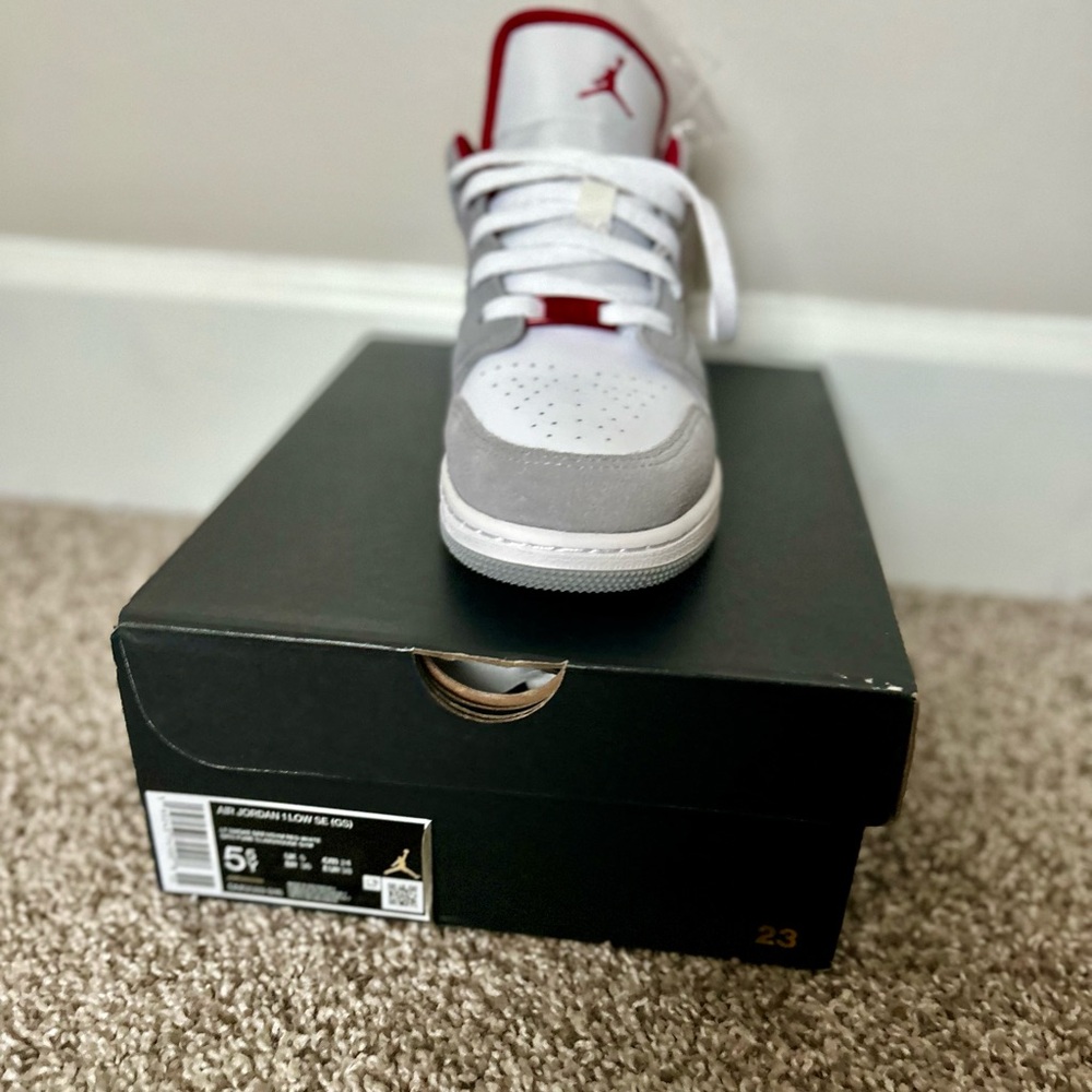 Nike Sneakers - Red and Gray Air Jordan 1 boys 5.5